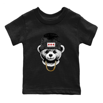 Sneaker tee, Streetwear Brand – Shirts To Match Air Jordan 12 Retro Taxi Sneakers – Gangster Teddy Kids, Baby Graphic T-Shirt Black 2