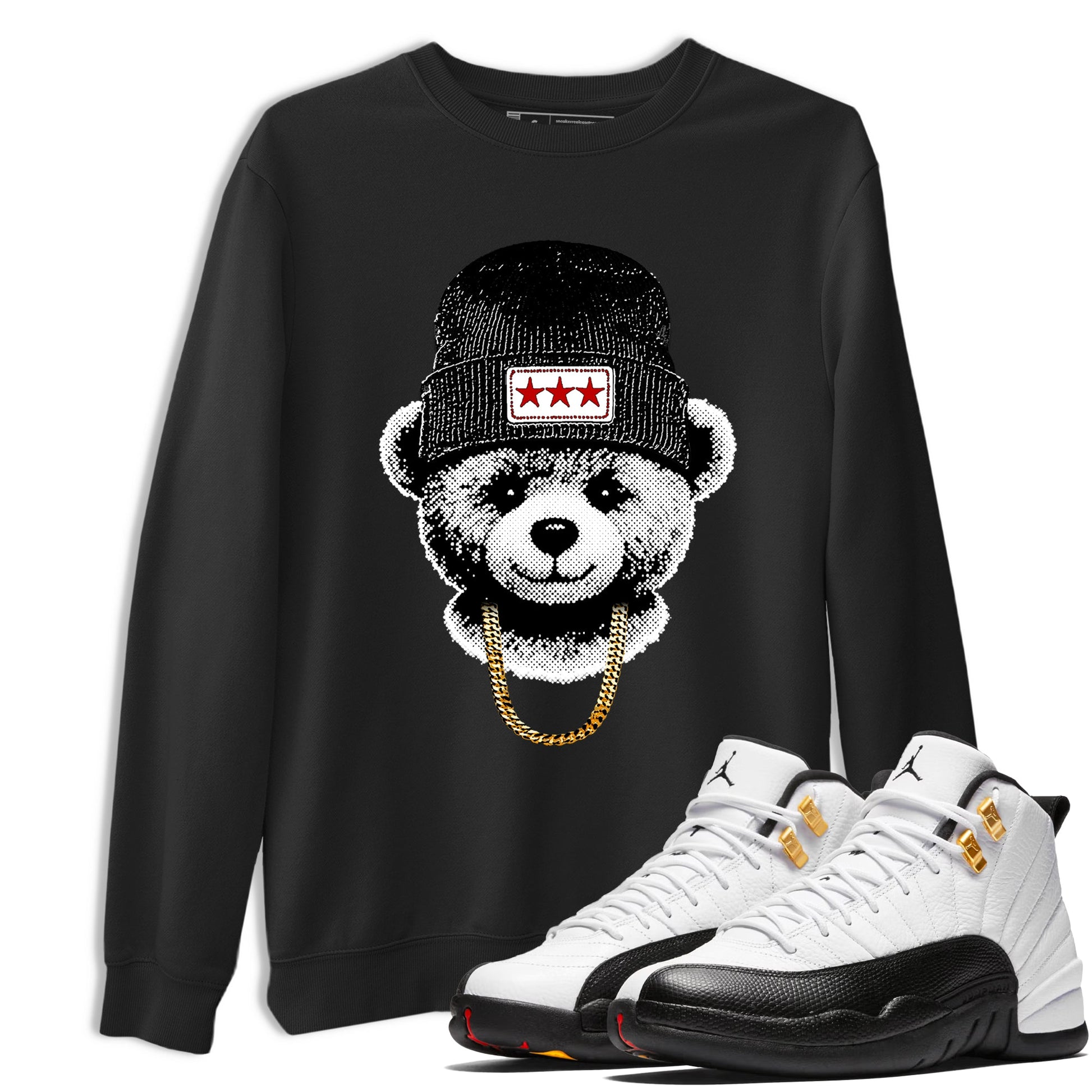 Sneaker tee, Streetwear Brand – Shirts To Match Air Jordan 12 Retro Taxi Sneakers – Gangster Teddy Graphic Tee Black 1