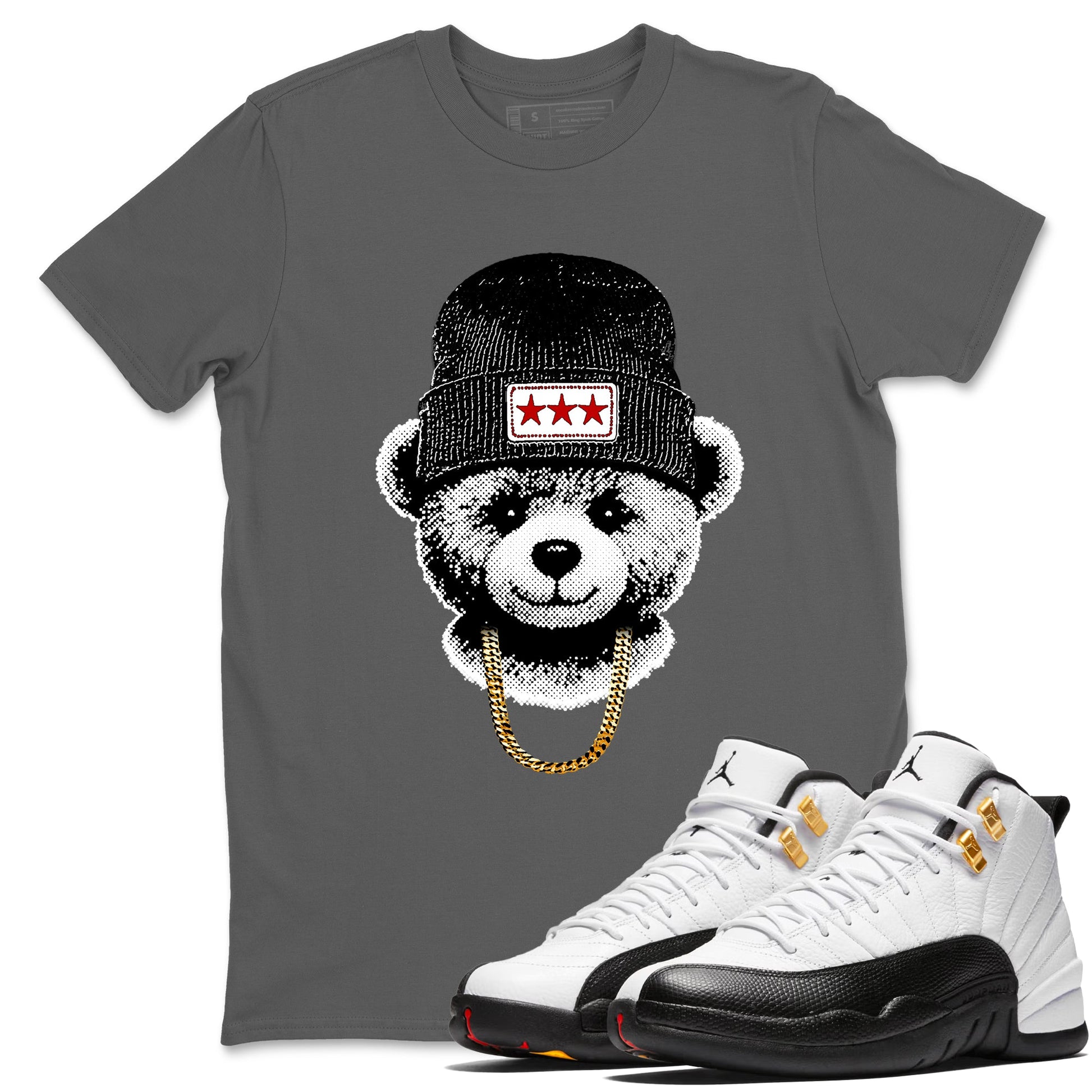 Sneaker tee, Streetwear Brand – Shirts To Match Air Jordan 12 Retro Taxi Sneakers – Gangster Teddy Graphic Tee Cool Grey 1