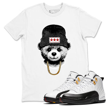 Sneaker tee, Streetwear Brand – Shirts To Match Air Jordan 12 Retro Taxi Sneakers – Gangster Teddy Graphic Tee White 1