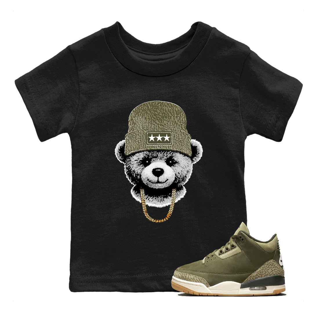 Sneaker Threads – Sneaker Threads To Match Air Jordan 3 Family Affair Shoes – Gangster Teddy Kids T-Shirt Black 1