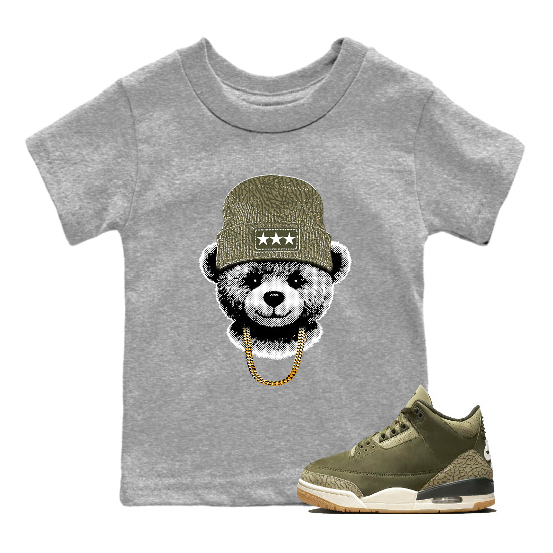 Sneaker Threads – Sneaker Threads To Match Air Jordan 3 Family Affair Shoes – Gangster Teddy Kids T-Shirt Heather Grey 1