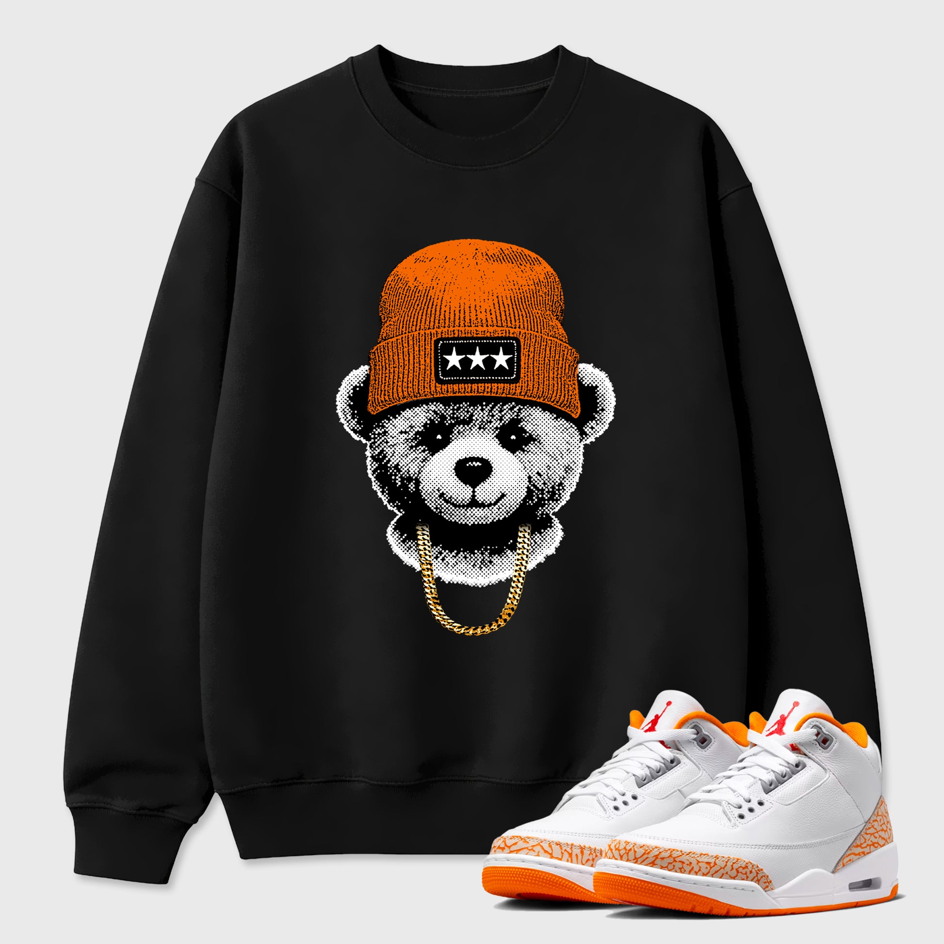 Sneaker match tees – Sneaker Tees To Match Air Jordan 3 Orange Citrus Shoes – Gangster Teddy Tee Black 1