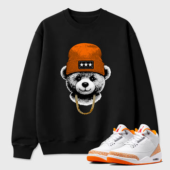 Sneaker match tees – Sneaker Tees To Match Air Jordan 3 Orange Citrus Shoes – Gangster Teddy Tee Black 1