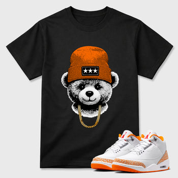Sneaker match tees – Sneaker Tees To Match Air Jordan 3 Orange Citrus Shoes – Gangster Teddy Tee Black 1