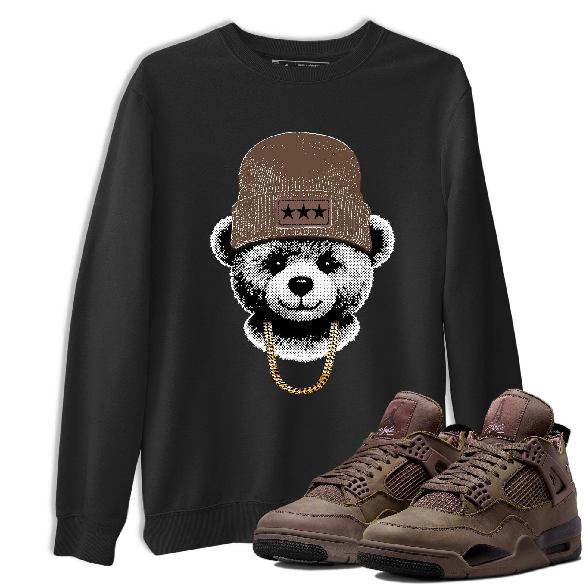 Best Christmas gifts for sneakerheads - Sneaker Tees To Match Air Jordan 4 A Ma Maniere x Dark Mocha Sneakers – Gangster Teddy Tee Black 1