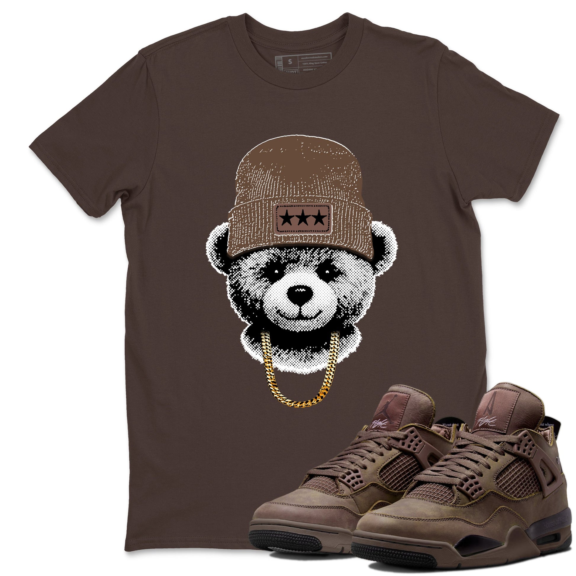 Best Christmas gifts for sneakerheads - Sneaker Tees To Match Air Jordan 4 A Ma Maniere x Dark Mocha Sneakers – Gangster Teddy Tee Dark Chocolate 1