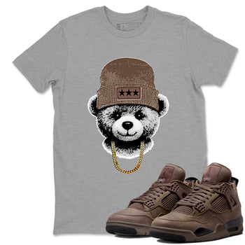 Best Christmas gifts for sneakerheads - Sneaker Tees To Match Air Jordan 4 A Ma Maniere x Dark Mocha Sneakers – Gangster Teddy Tee Heather Grey 1