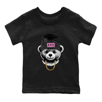 Perfect Valentine's Day Gifts graphic tee  – Sneaker Tees To Match Air Jordan 4 Pink Thunder – Gangster Teddy Kids Graphic T-Shirt Black 2