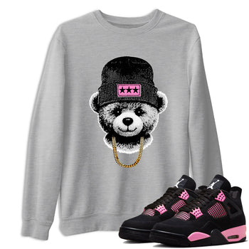 Perfect Valentine's Day Gifts graphic tee  – Sneaker Tees To Match Air Jordan 4 Pink Thunder – Gangster Teddy Tee Heather Grey 1