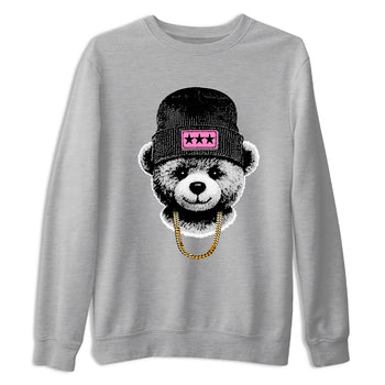 Perfect Valentine's Day Gifts graphic tee  – Sneaker Tees To Match Air Jordan 4 Pink Thunder – Gangster Teddy Tee Heather Grey 2