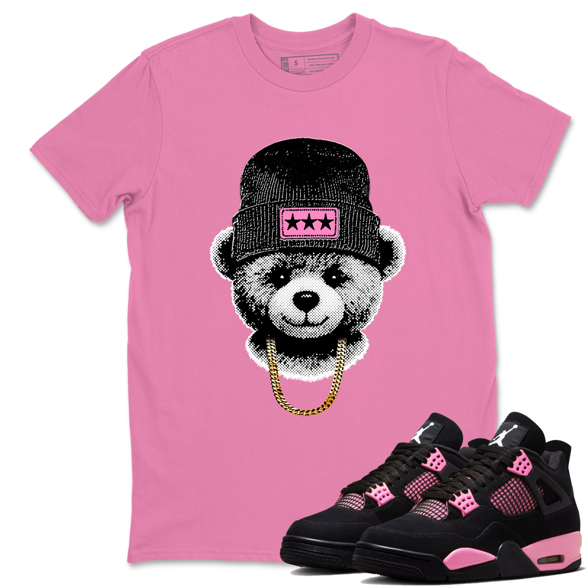 Perfect Valentine's Day Gifts graphic tee  – Sneaker Tees To Match Air Jordan 4 Pink Thunder – Gangster Teddy Tee Bubble Gum 1