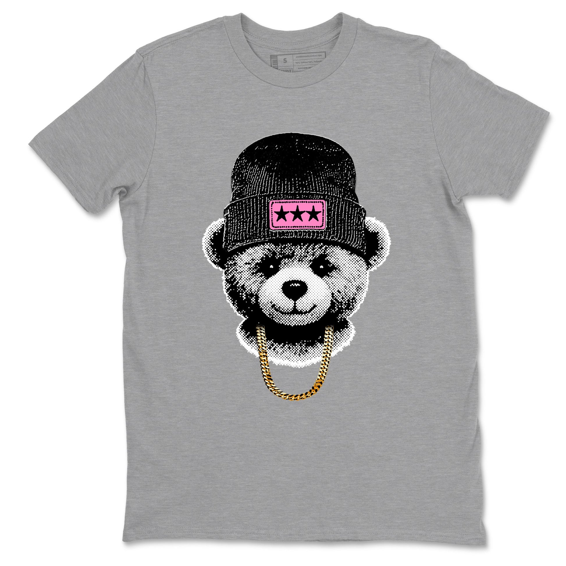 Perfect Valentine's Day Gifts graphic tee  – Sneaker Tees To Match Air Jordan 4 Pink Thunder – Gangster Teddy Tee Heather Grey 2