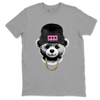 Perfect Valentine's Day Gifts graphic tee  – Sneaker Tees To Match Air Jordan 4 Pink Thunder – Gangster Teddy Tee Heather Grey 2