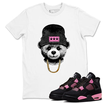 Perfect Valentine's Day Gifts graphic tee  – Sneaker Tees To Match Air Jordan 4 Pink Thunder – Gangster Teddy Tee White 1