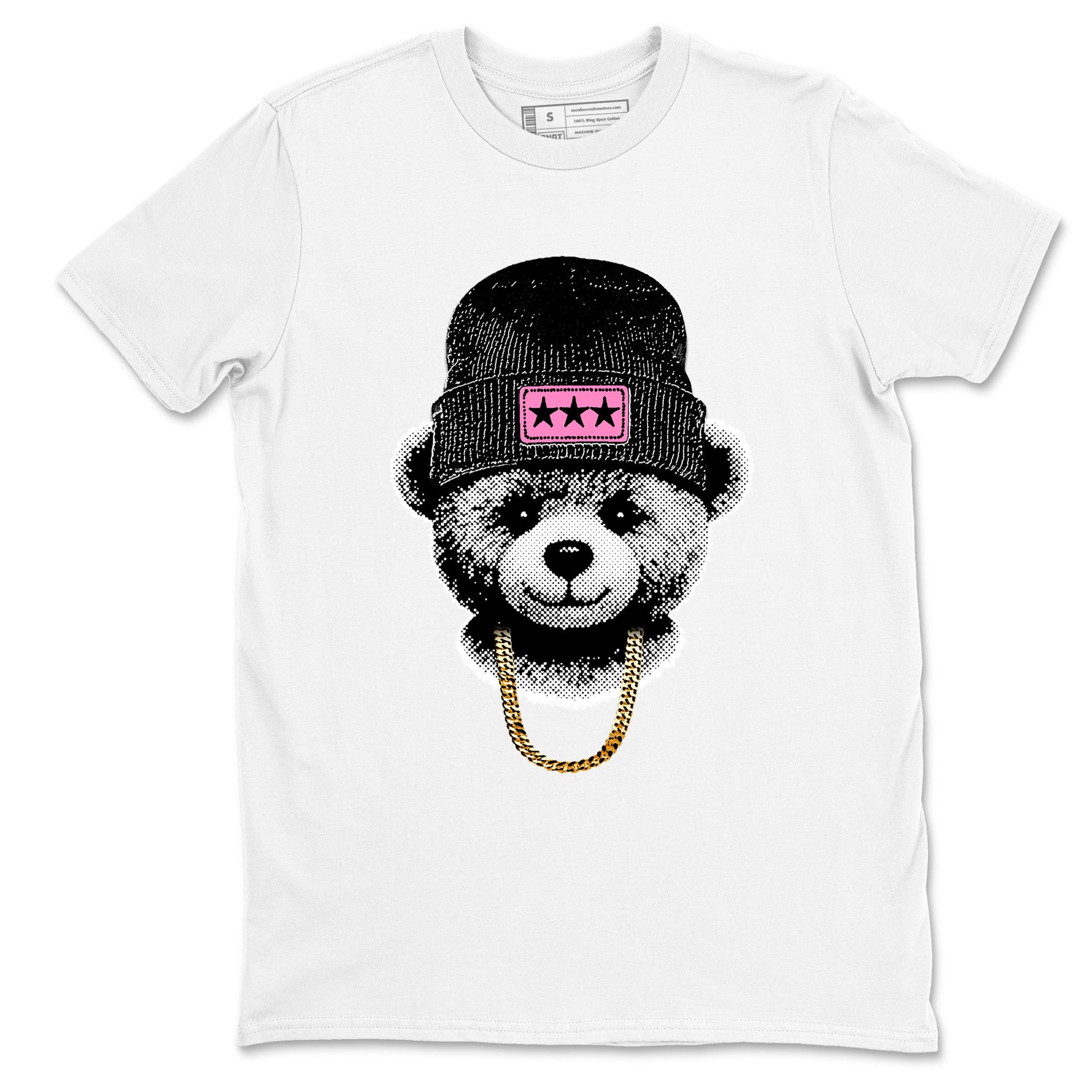 Perfect Valentine's Day Gifts graphic tee  – Sneaker Tees To Match Air Jordan 4 Pink Thunder – Gangster Teddy Tee White 2