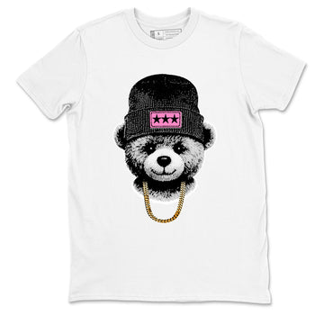 Perfect Valentine's Day Gifts graphic tee  – Sneaker Tees To Match Air Jordan 4 Pink Thunder – Gangster Teddy Tee White 2