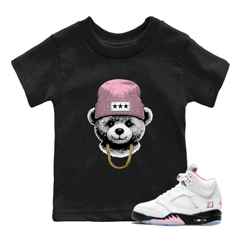 Sneaker tee, Streetwear Brand – Shirts To Match Air Jordan 5 35th Anniversary Sneakers – Gangster Teddy Kids, Baby Graphic T-Shirt Black 1