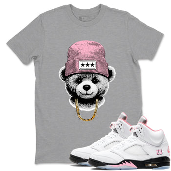Sneaker tee, Streetwear Brand – Shirts To Match Air Jordan 5 35th Anniversary Sneakers – Gangster Teddy Graphic Tee Heather Grey 1