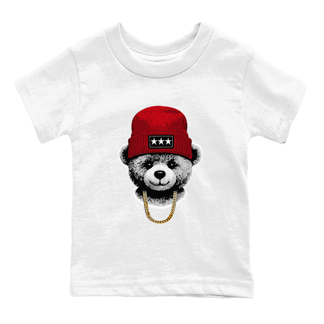 Sneaker tee, Streetwear Brand – Shirts To Match Air Jordan 5 Fire Red Sneakers – Gangster Teddy Kids, Baby Graphic T-Shirt White 2