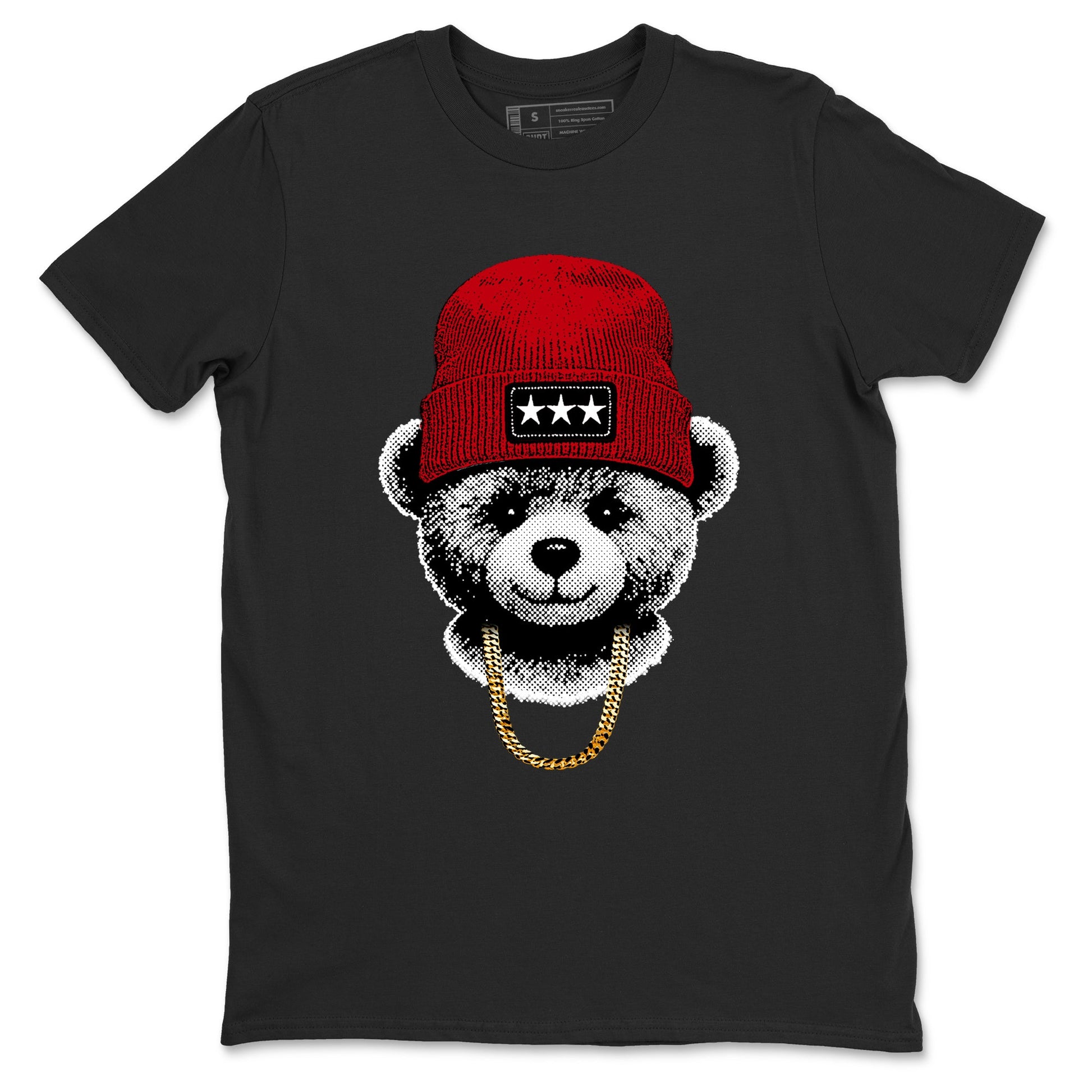 Sneaker tee, Streetwear Brand – Shirts To Match Air Jordan 5 Fire Red Sneakers – Gangster Teddy Graphic Tee Black 2