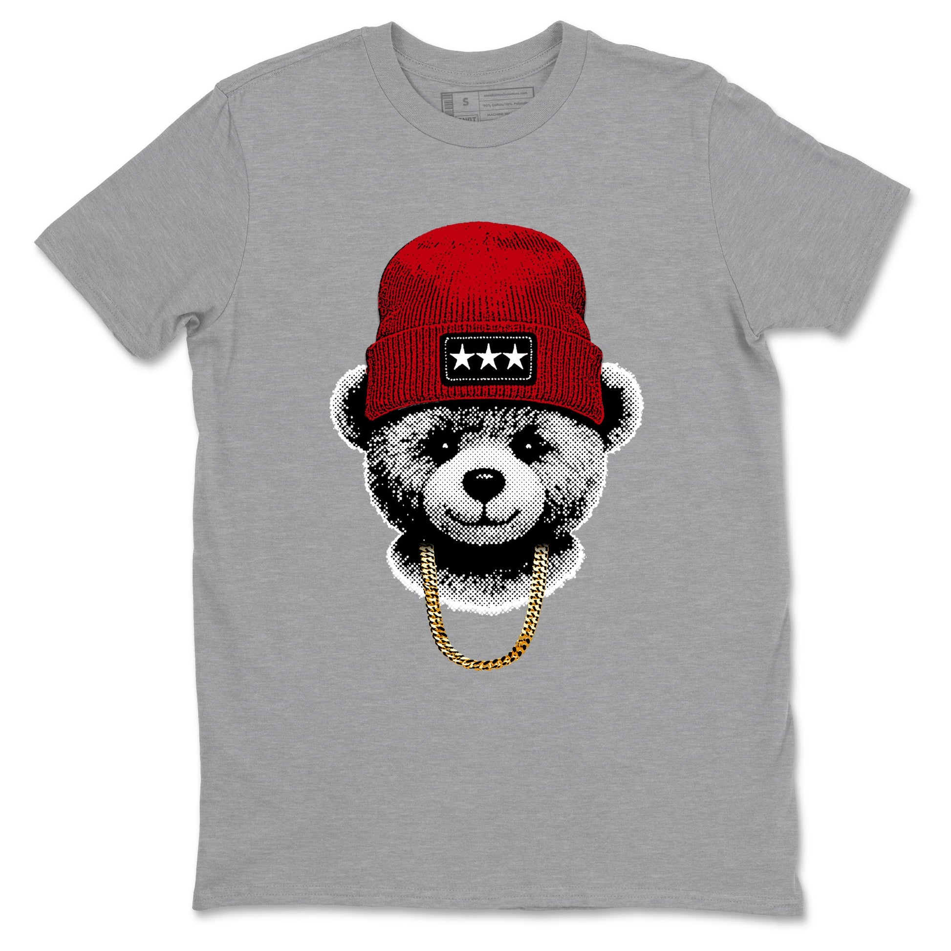 Sneaker tee, Streetwear Brand – Shirts To Match Air Jordan 5 Fire Red Sneakers – Gangster Teddy Graphic Tee Heather Grey 2