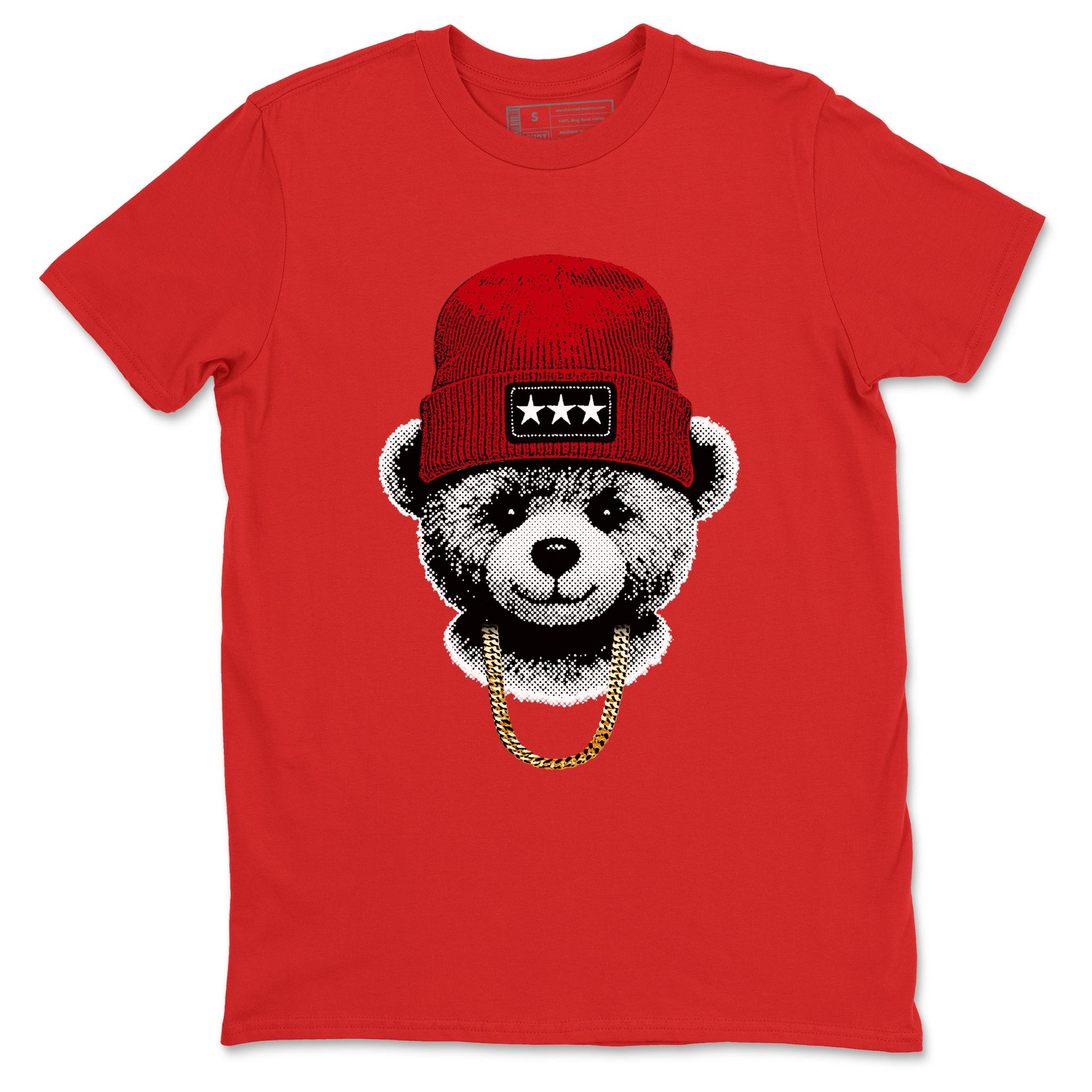 Sneaker tee, Streetwear Brand – Shirts To Match Air Jordan 5 Fire Red Sneakers – Gangster Teddy Graphic Tee Red 2
