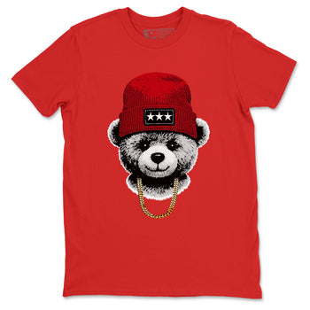 Sneaker tee, Streetwear Brand – Shirts To Match Air Jordan 5 Fire Red Sneakers – Gangster Teddy Graphic Tee Red 2