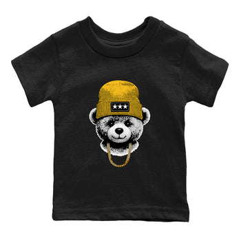 Sneaker match tees – Sneaker Tees To Match Jordan 5 Varsity Maize and Wolf Grey Shoes – Gangster Teddy Kids T-Shirt Black 2