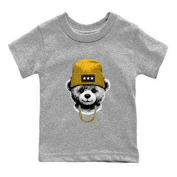 Sneaker match tees – Sneaker Tees To Match Jordan 5 Varsity Maize and Wolf Grey Shoes – Gangster Teddy Kids T-Shirt Heather Grey 2