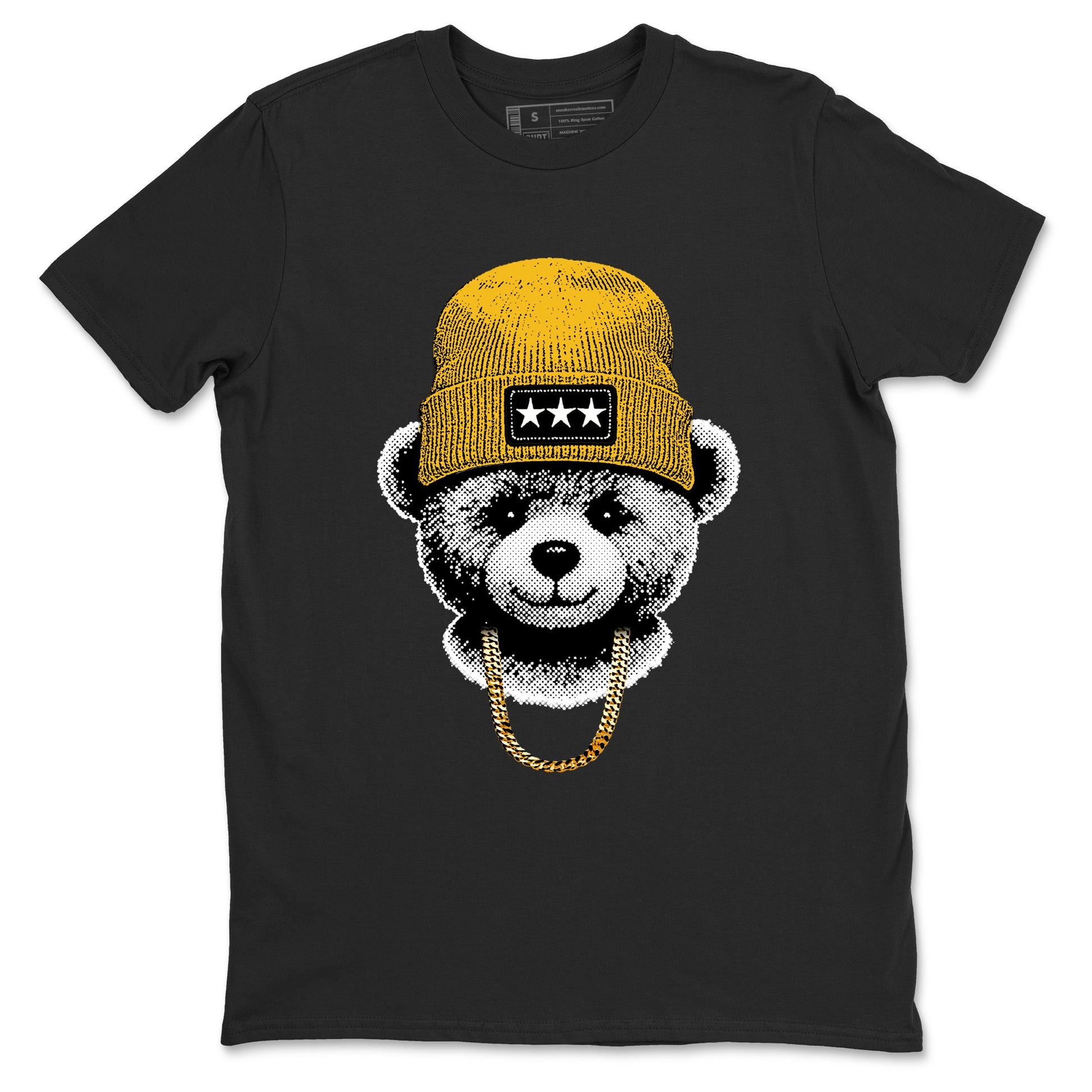 Sneaker match tees – Sneaker Tees To Match Jordan 5 Varsity Maize and Wolf Grey Shoes – Gangster Teddy Tee Black 2