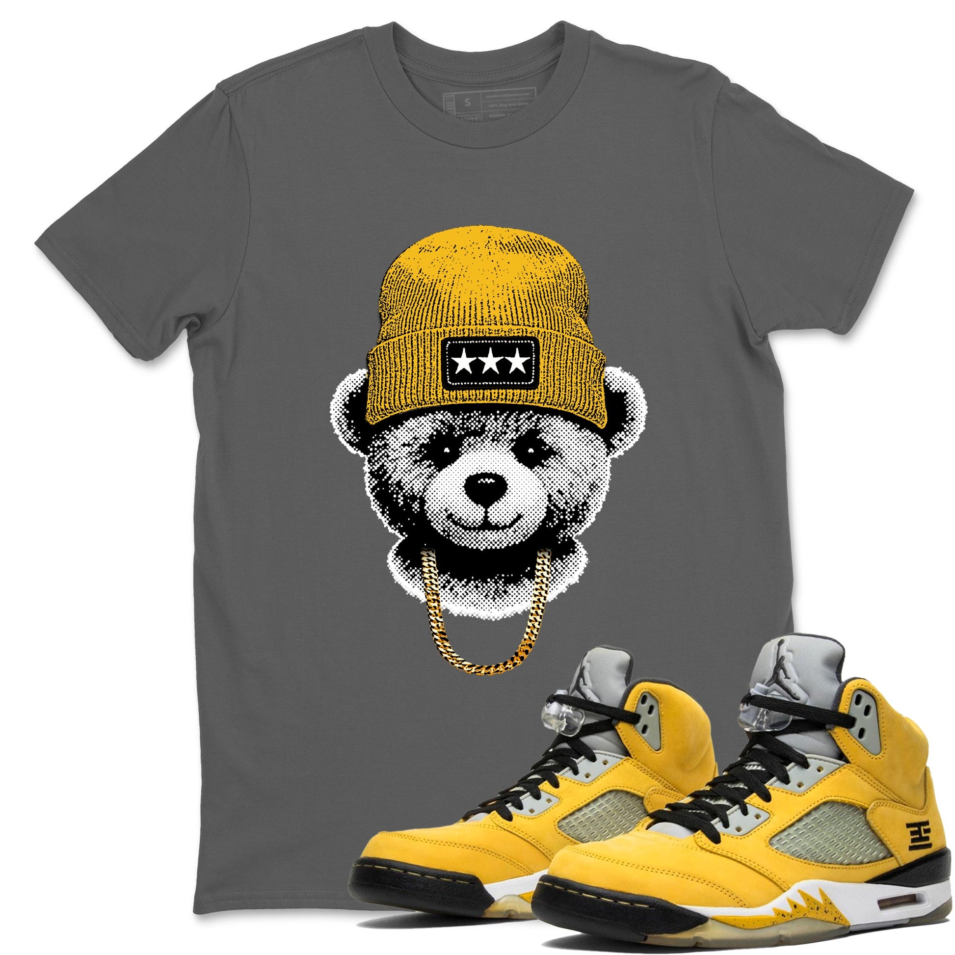 Sneaker match tees – Sneaker Tees To Match Jordan 5 Varsity Maize and Wolf Grey Shoes – Gangster Teddy Tee Cool Grey 1