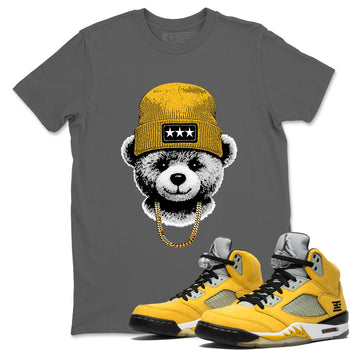 Sneaker match tees – Sneaker Tees To Match Jordan 5 Varsity Maize and Wolf Grey Shoes – Gangster Teddy Tee Cool Grey 1