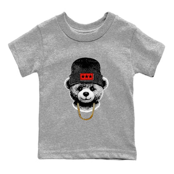 Perfect Valentine's Day Gifts graphic tee  – Sneaker Tees To Match Air Jordan 6 Reverse Infrared – Gangster Teddy Kids Graphic T-Shirt Heather Grey 2