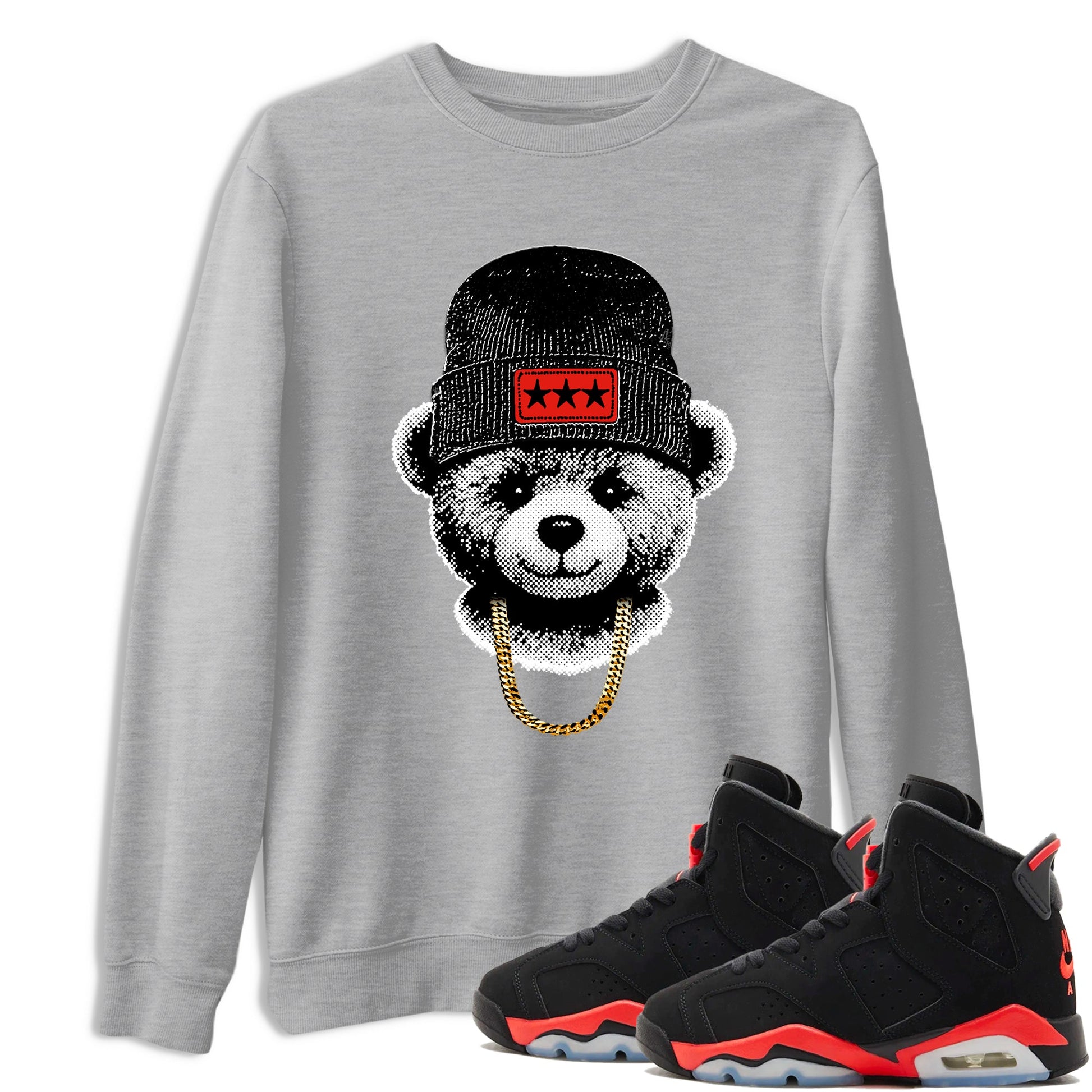 Perfect Valentine's Day Gifts graphic tee  – Sneaker Tees To Match Air Jordan 6 Reverse Infrared – Gangster Teddy Tee Heather Grey 1