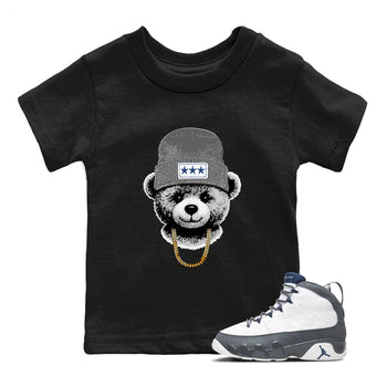 Sneaker match tees – Sneaker Tees To Match Air Jordan 9 Flint Grey Shoes – Gangster Teddy Kids T-Shirt Black 1