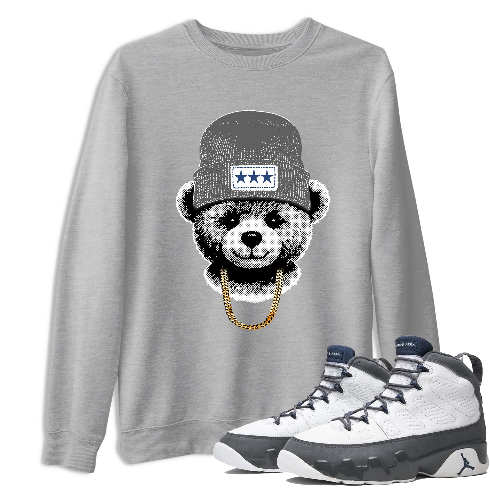 Sneaker match tees – Sneaker Tees To Match Air Jordan 9 Flint Grey Shoes – Gangster Teddy Tee Heather Grey 1