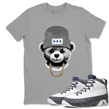 Sneaker match tees – Sneaker Tees To Match Air Jordan 9 Flint Grey Shoes – Gangster Teddy Tee Heather Grey 1