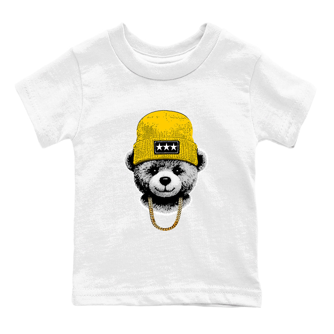 Best Christmas gifts for sneakerheads  – Sneaker Tees To Match Dunk Tour Yellow Sneakers – Gangster Teddy Kids T-Shirt White 2