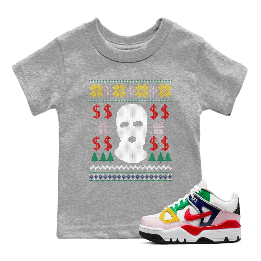 Air Force 3 Low x Nigo shirts to match jordans Christmas Gangster Ugly Sweater sneaker match tees Air Force 3 Blue Void and Tour Yellow match shoes to clothes SNRT Sneaker Tees Youth Baby Heather Grey 1 tee