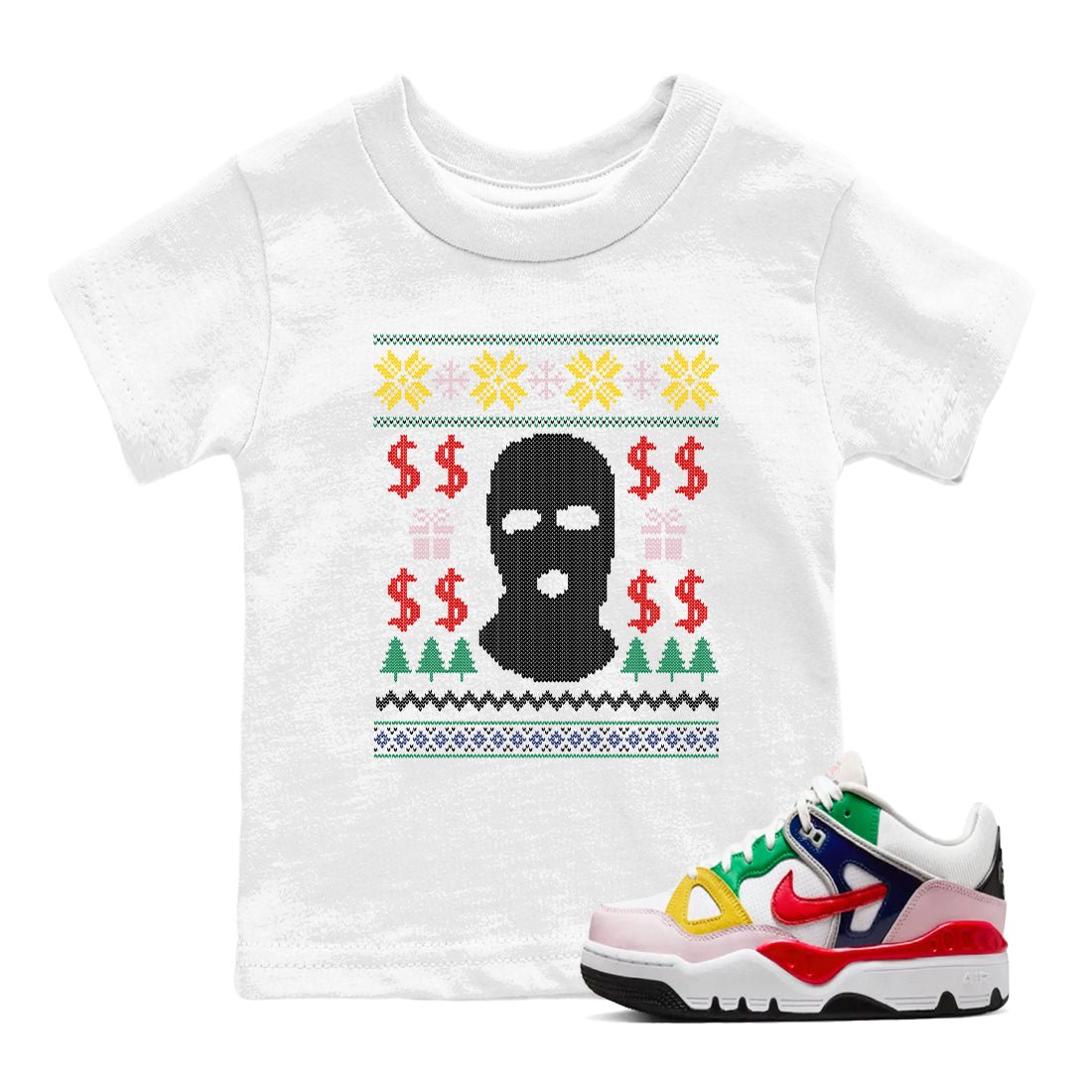 Air Force 3 Low x Nigo shirts to match jordans Christmas Gangster Ugly Sweater sneaker match tees Air Force 3 Blue Void and Tour Yellow match shoes to clothes SNRT Sneaker Tees Youth Baby White 1 tee
