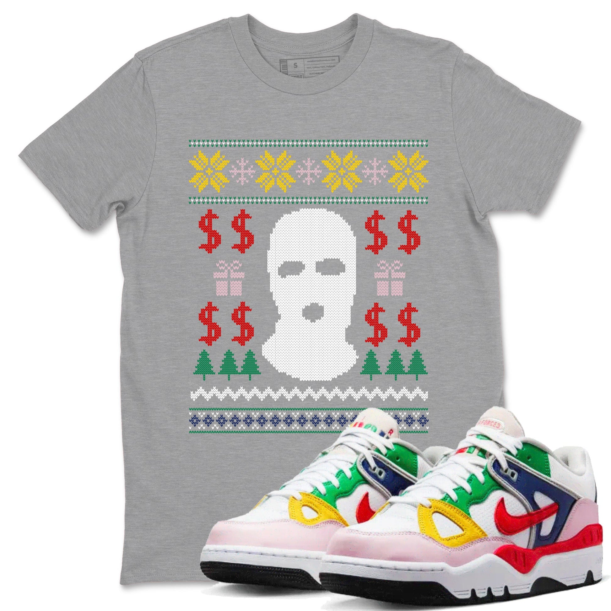 Air Force 3 Low x Nigo shirts to match jordans Christmas Gangster Ugly Sweater sneaker match tees Air Force 3 Blue Void and Tour Yellow match shoes to clothes SNRT Sneaker Tees unisex cotton Heather Grey 1 shirts