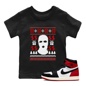 1s Black Toe Reimagined shirts to match jordans Gangster Ugly Sweater sneaker match tees Air Jordan 1 Retro High Black Toe Reimagined match shoes to clothes SNRT Sneaker Tees Youth Baby Black 1 tee