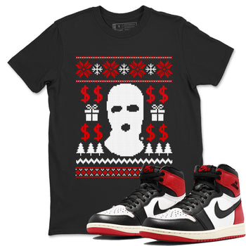 1s Black Toe Reimagined shirts to match jordans Gangster Ugly Sweater sneaker match tees Air Jordan 1 Retro High Black Toe Reimagined match shoes to clothes SNRT Sneaker Tees unisex cotton Black 1 shirts