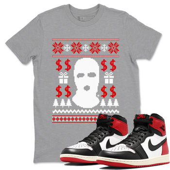 1s Black Toe Reimagined shirts to match jordans Gangster Ugly Sweater sneaker match tees Air Jordan 1 Retro High Black Toe Reimagined match shoes to clothes SNRT Sneaker Tees unisex cotton Heather Grey 1 shirts
