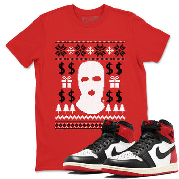 1s Black Toe Reimagined shirts to match jordans Gangster Ugly Sweater sneaker match tees Air Jordan 1 Retro High Black Toe Reimagined match shoes to clothes SNRT Sneaker Tees unisex cotton Red 1 shirts