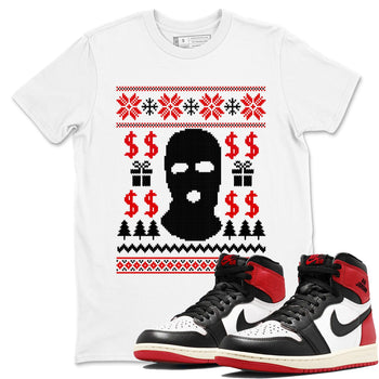 1s Black Toe Reimagined shirts to match jordans Gangster Ugly Sweater sneaker match tees Air Jordan 1 Retro High Black Toe Reimagined match shoes to clothes SNRT Sneaker Tees unisex cotton White 1 shirts