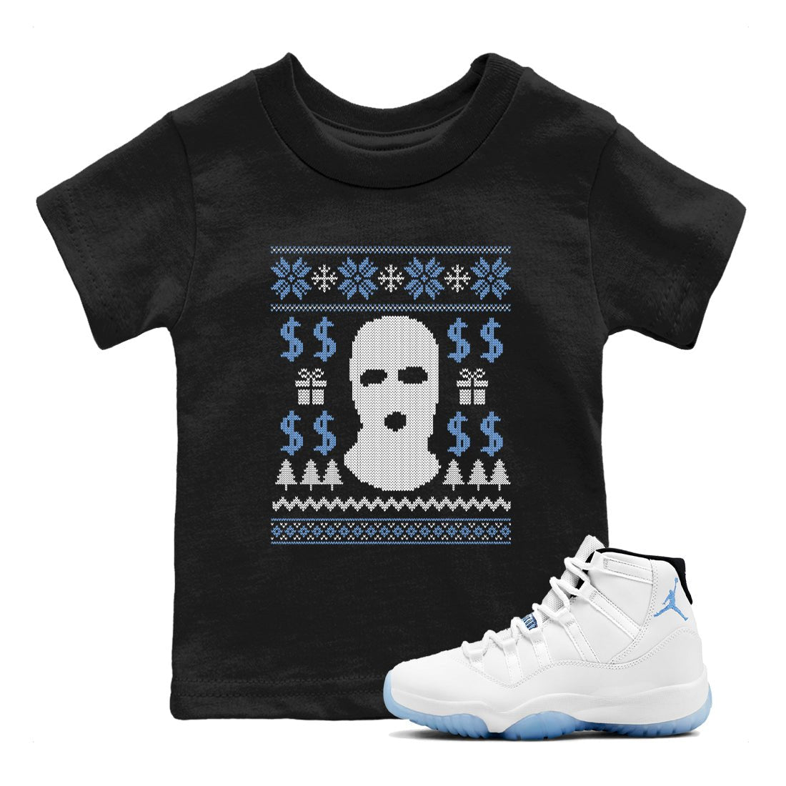 11s Legend Blue shirts to match jordans Christmas Gangster Ugly Sweater sneaker match tees Air Jordan 11 Retro Legend Blue match shoes to clothes SNRT Sneaker Tees Youth Baby Black 1 tee