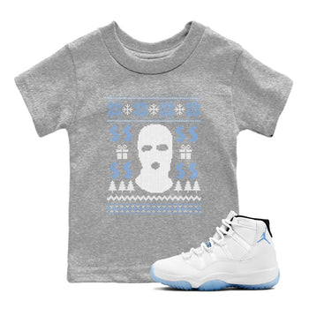 11s Legend Blue shirts to match jordans Christmas Gangster Ugly Sweater sneaker match tees Air Jordan 11 Retro Legend Blue match shoes to clothes SNRT Sneaker Tees Youth Baby Heather Grey 1 tee