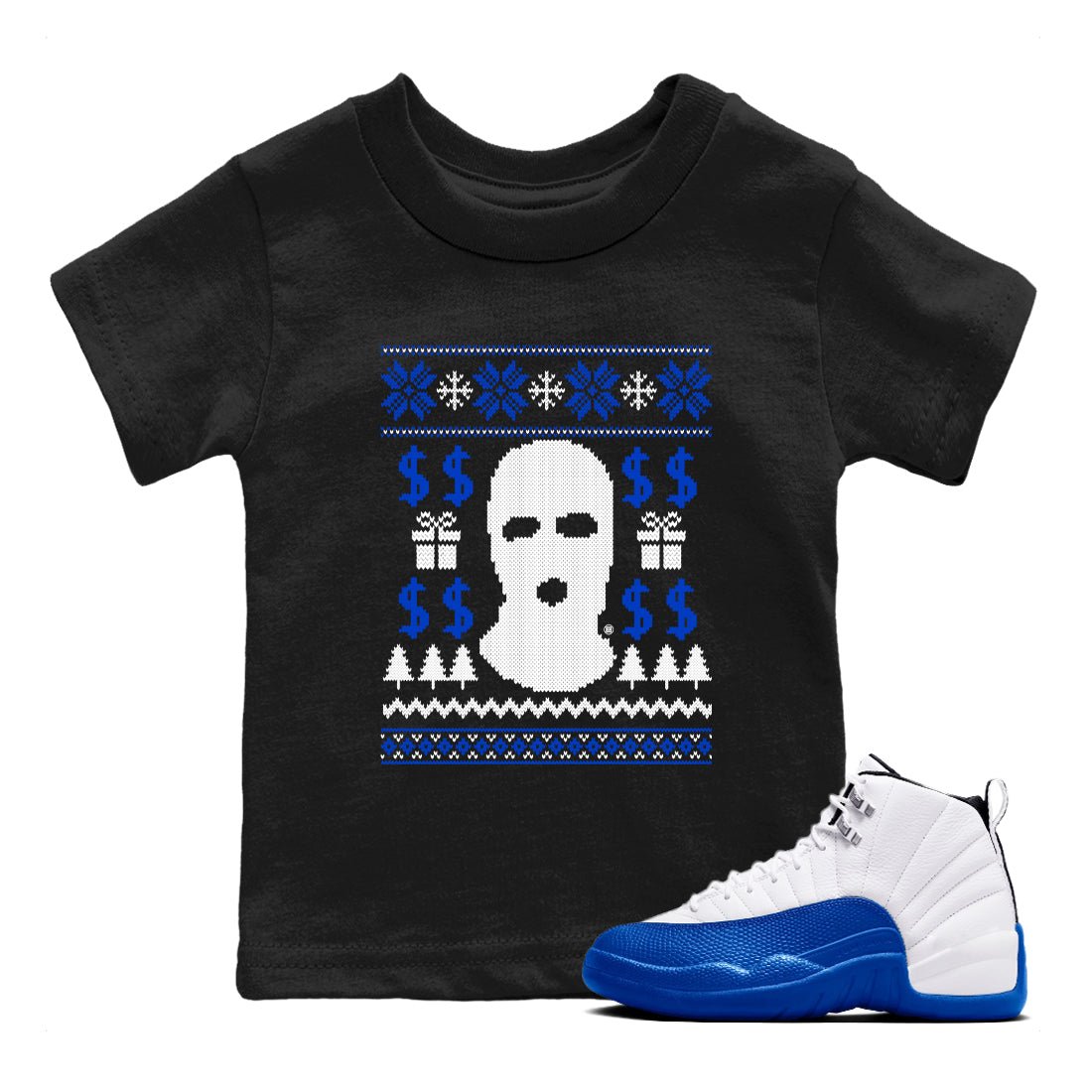 12s Blueberry shirts to match jordans Gangster Ugly Sweater sneaker match tees Air Jordan 12 Blueberry match shoes to clothes SNRT Sneaker Tees Youth Baby Black 1 tee